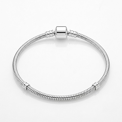 Ezüst Női Charm karkötő - hengeres záródással