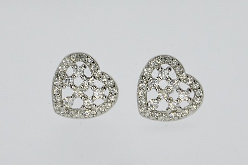 Ezüst fülbevaló - Szív áttört