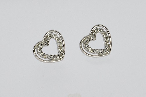Ezüst fülbevaló - Szív sziluett