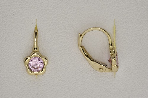 Baba fülbevaló - Köves virág rózsaszín