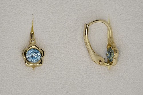 Baba fülbevaló - Köves virág kék