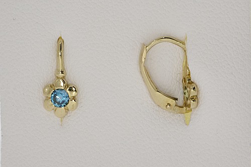 Baba fülbevaló - Köves virág kék