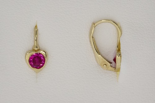 Baba fülbevaló - Köves szív magenta