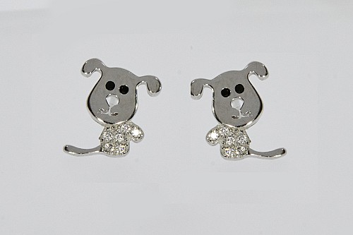 Ezüst fülbevaló - Kutya