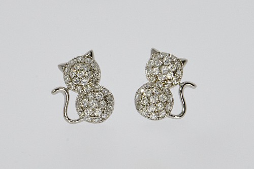 Ezüst fülbevaló - Cica