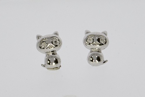 Ezüst fülbevaló - Cica
