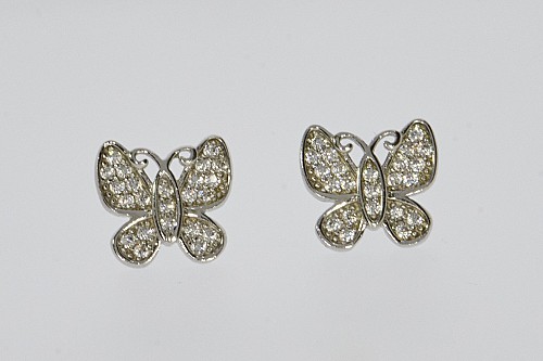 Ezüst fülbevaló - Pillangó