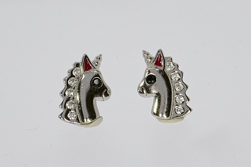 Ezüst fülbevaló - Unikornis