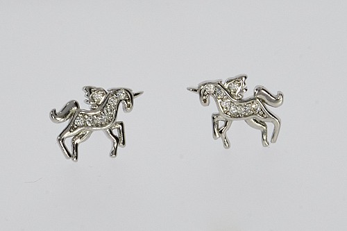 Ezüst fülbevaló - Unikornis