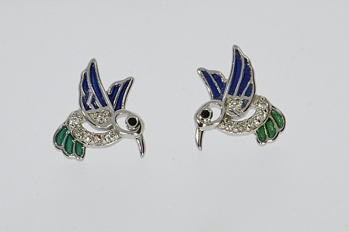 Ezüst fülbevaló - Kolibri