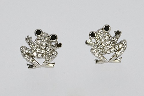 Ezüst fülbevaló - Béka