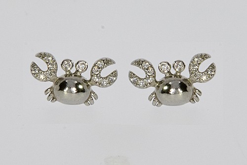 Ezüst fülbevaló - Rák