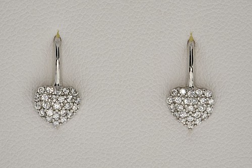 Ezüst gyerek fülbevaló - Szív köves