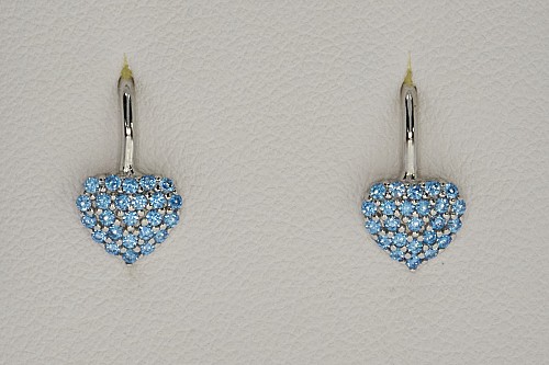 Ezüst gyerek fülbevaló - Szív köves