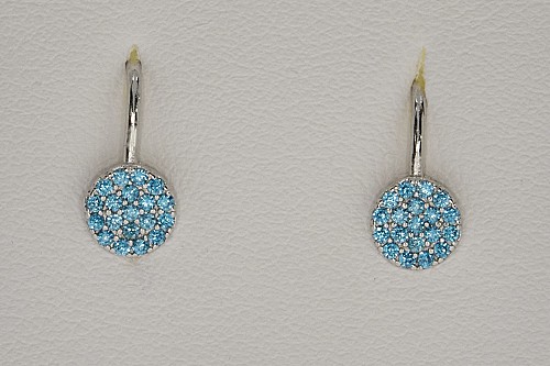 Ezüst gyerek fülbevaló - Kék köves