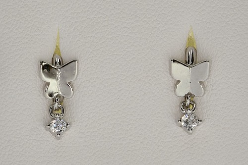 Ezüst gyerek fülbevaló - Pillangó