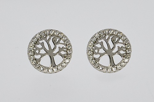 Ezüst fülbevaló - Életfa