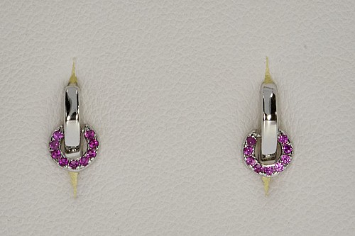 Ezüst gyerek fülbevaló - Rózsaszín köves