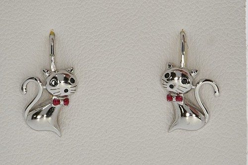 Ezüst gyerek fülbevaló - Cica